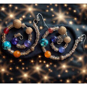 One-of-a-Kind Solar System Dangle Earrings - Handmade